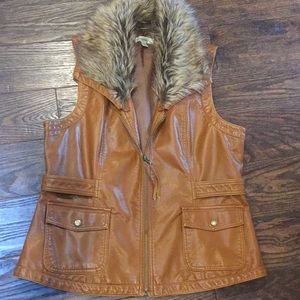 Faux fur, faux leather vest.